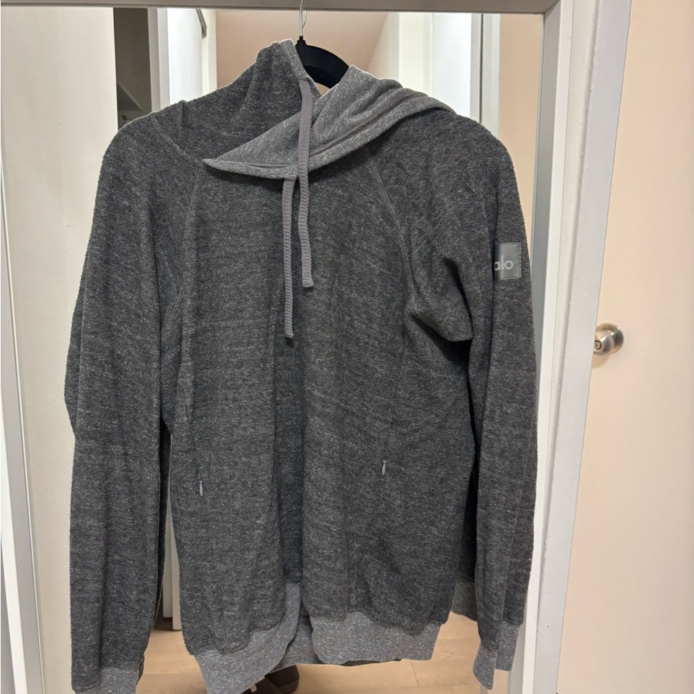 ALO Yoga Men's Charcoal Zip-Up Sweater